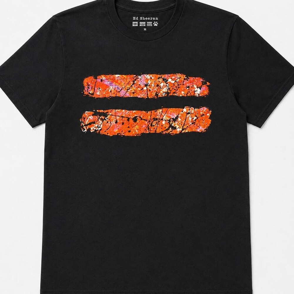 Ed Sheeran + - = ÷ X Tour T-Shirt with orange and pink splatter graphic